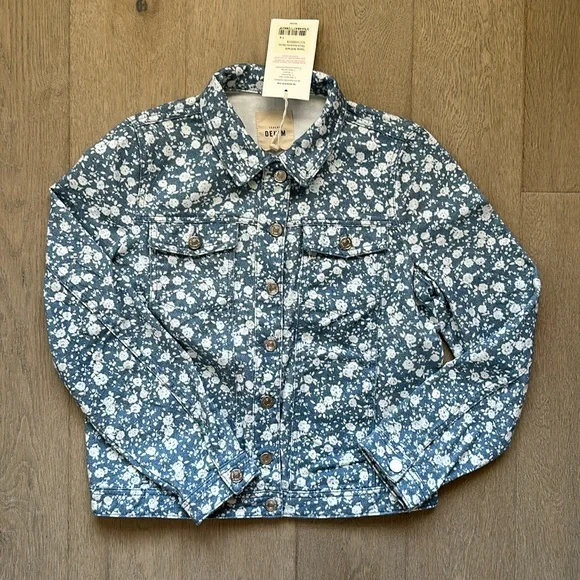 NWT sezane wilfrield jacket size S two tone blue flower print - Picture 3 of 14